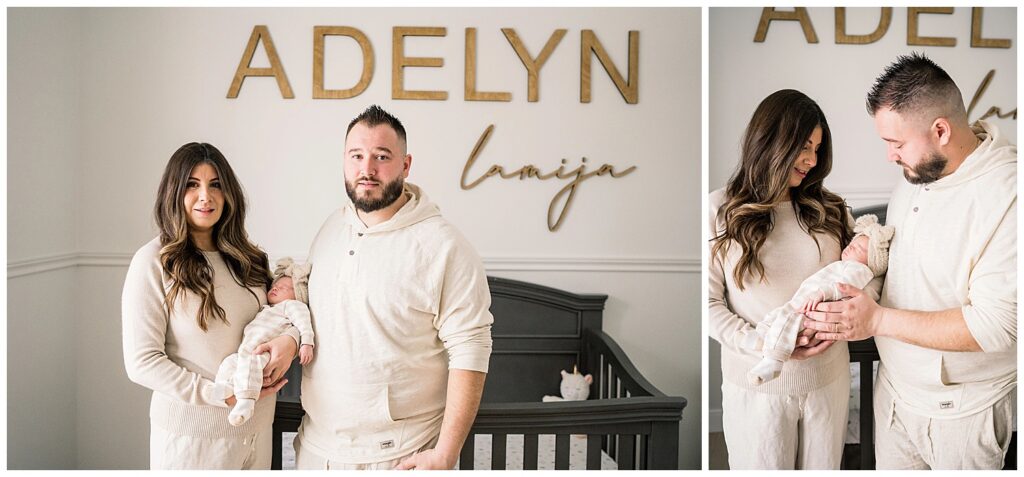 winnipeg newborn lifestyle photographer with an in home baby and parents 
