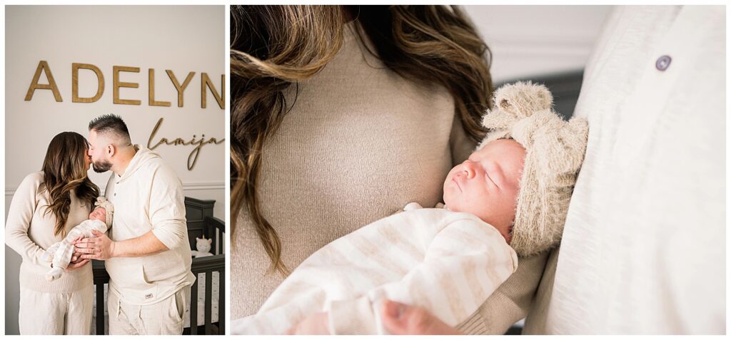 winnipeg newborn lifestyle photographer with an in home baby and parents 