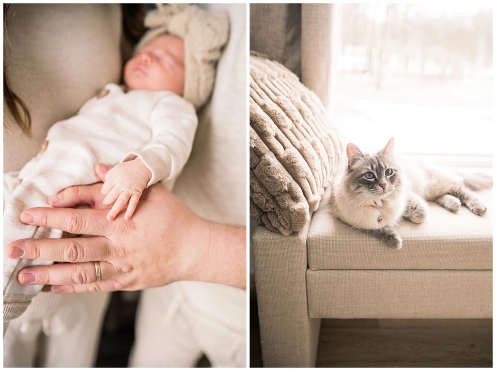 winnipeg newborn lifestyle photographer with an in home baby and parents 