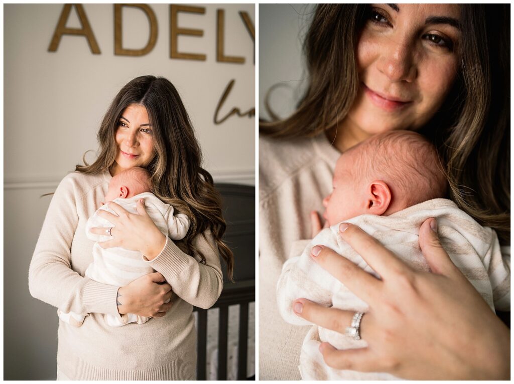 winnipeg newborn lifestyle photographer with an in home baby and parents 
