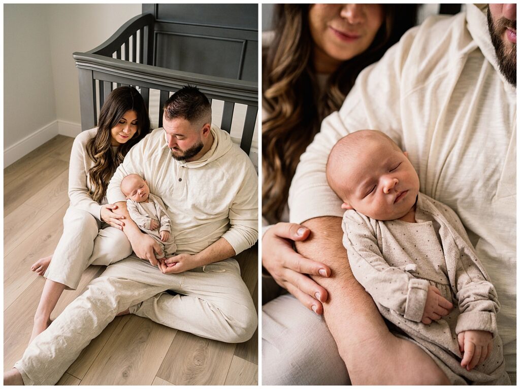 winnipeg newborn lifestyle photographer with an in home baby and parents 