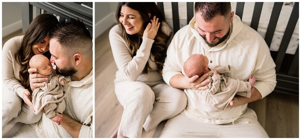 winnipeg newborn lifestyle photographer with an in home baby and parents 