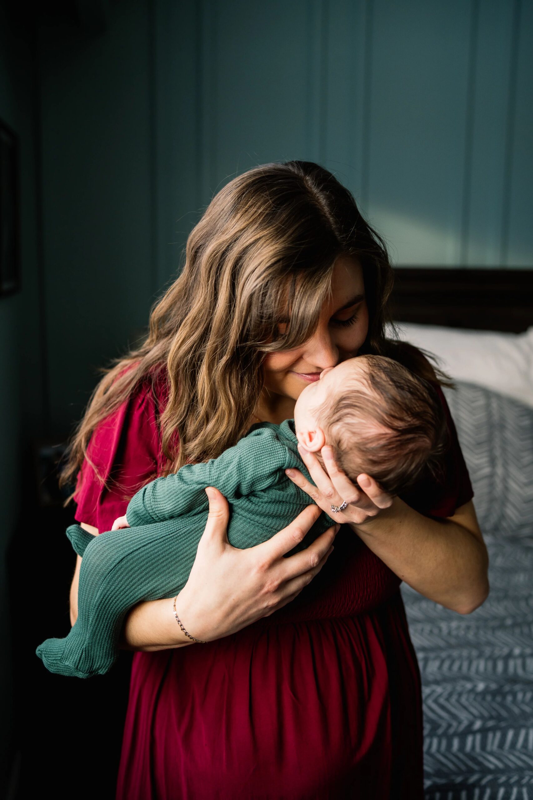 winnipeg in home newborn session with new baby where I guide them through a lifestyle newborn session