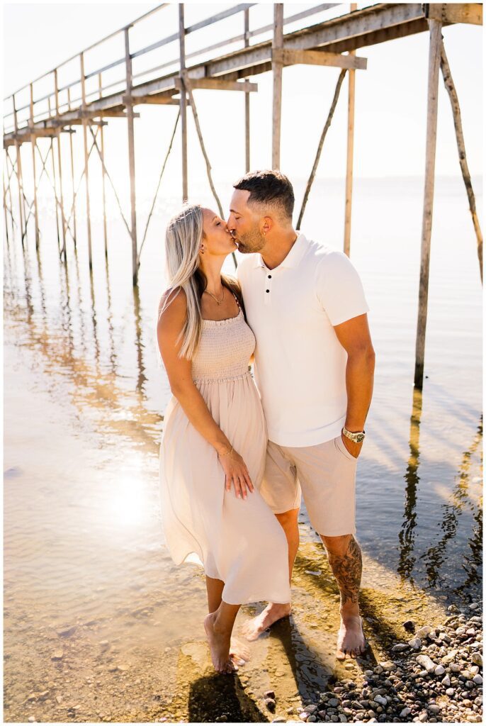 Winnipeg family photoshoot at Matlock Beach in the summer with beautiful morning light running around with their son and daughter.
