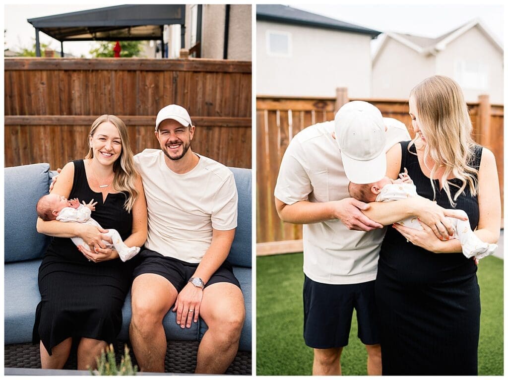 In home newborn session Winnipeg with baby Emma and parents