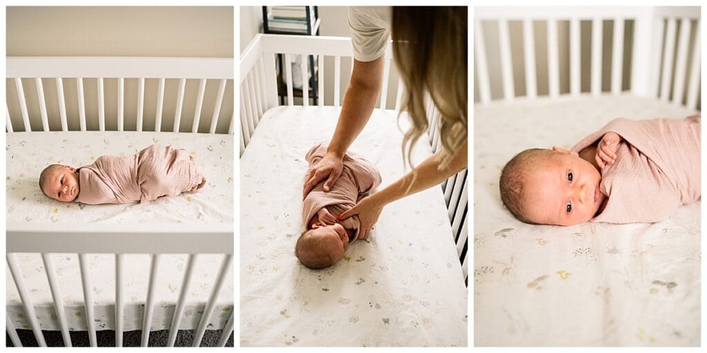 In home newborn session Winnipeg with baby Emma and parents