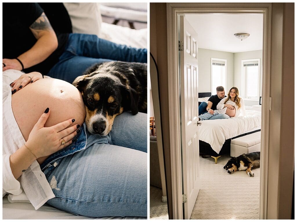 In home maternity session with Winnipeg Maternity Photograhper
