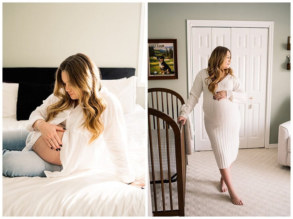 In home maternity session with Winnipeg Maternity Photograhper